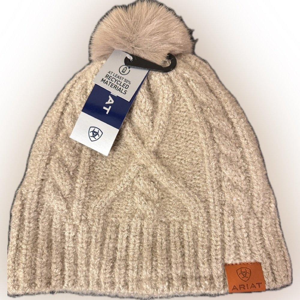 Ariat Fields Of Rye Entwine Beanie with Pom